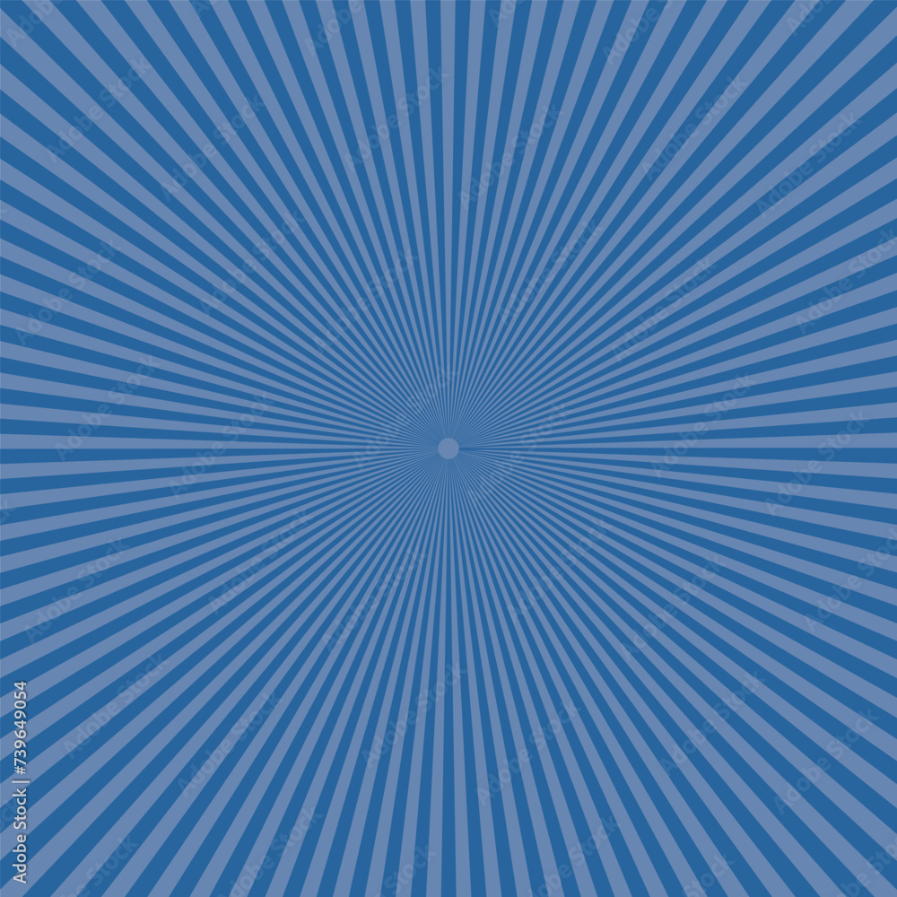 Poster radial blue stripes in a burst pattern. dynamic design with an abstract ray effect. vibrant energy i