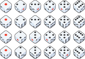 シンプルなサイコロのベクターイラストセット