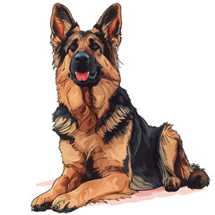 German Shepherd dog. Vector illustration. Isolated on white background.