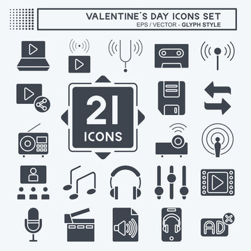 Icon Set Podcast. related to Music symbol. glyph style. simple design editable. simple illustration