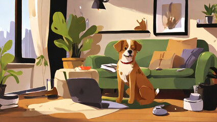 The dog sitting in the living room looking at me.
Generative AI