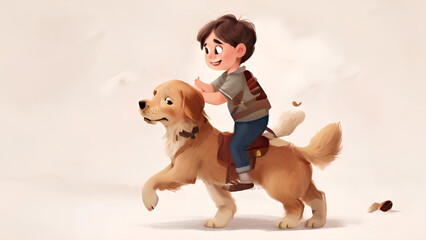 A puppy playing with a child.
Generative AI