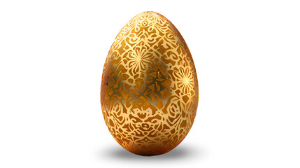  A gleaming golden Easter egg adorned with intricate patterns, set transparent background