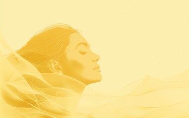 Banner for the main page of a website or page on social networks on hypnotherapy. Freedom of thought and soul. An image of calm and relaxation. Multi-layered minimalist collage in soft yellow color.