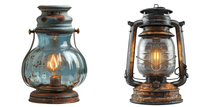 hurricane lamp, lantern isolated on transparent background, element remove background, element for design.