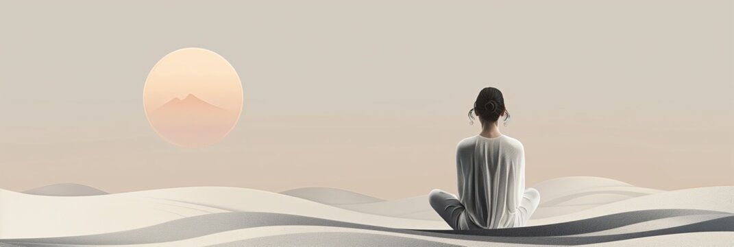 Banner for the main page of a website or page on social networks on hypnotherapy. Freedom of thought and soul. An image of calm and relaxation. Multi-layered minimalist collage in soft pink color.
