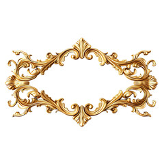 Gilded Metal Elegance Golden Banner Isolated on white Background