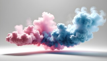 Fototapeta premium light pink and light blue smoke disperse on white background