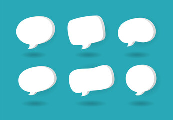 Set of 3D cute white abstract speech bubble icons