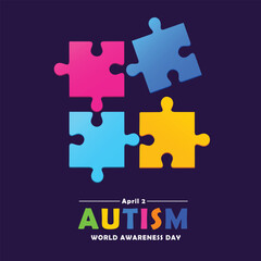 World autism awareness day illustration with puzzle pieces.
