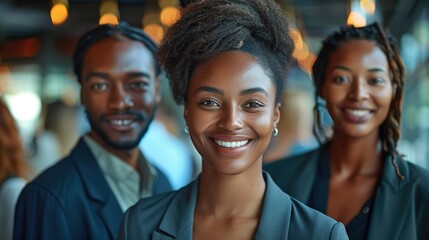 Fototapeta premium Smiling diverse corporate workers. Generative AI.