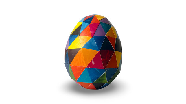  A unique Easter egg featuring geometric shapes and bold colors, transparent background, ai generative
