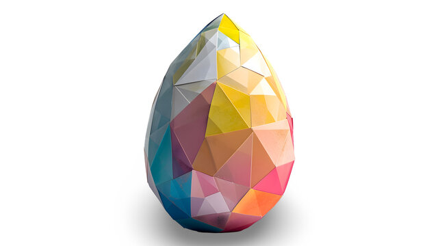  A unique Easter egg featuring geometric shapes and bold colors, transparent background, ai generative