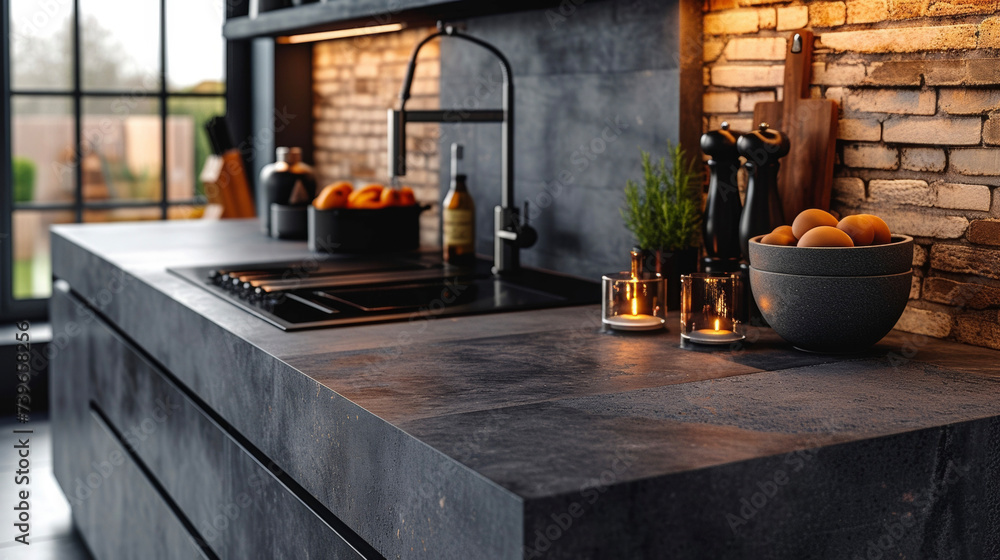 Poster witness the transformation of a plain concrete slab into a chic and contemporary countertop with the