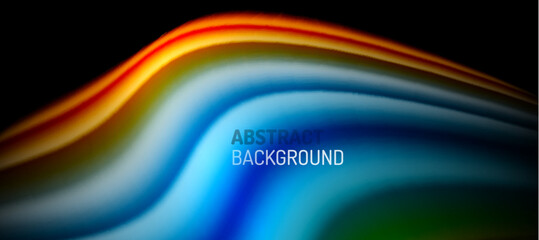 Rainbow color wave lines on black. Techno or business abstract background for posters, covers, banners, brochures, websites