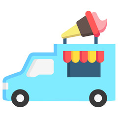 Ice Cream Truck multi color icon, related to carnival, festival theme, best for UI, UX kit, web and app development.	