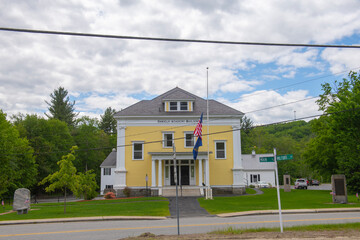 Brookline town hall was Daniels Academy Building at 1 Main Street in historic town center of Brookline, New Hampshire NH, USA. 