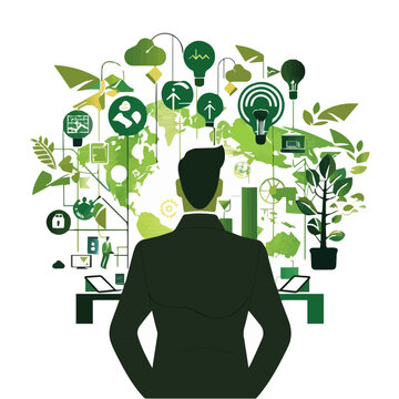 business man think of the green business, green finance, sustainability, esg
