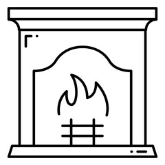 Illustration of Fireplace design Line Icon