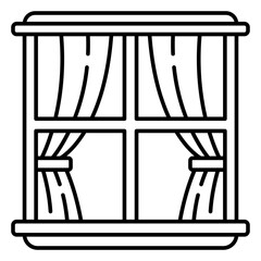 Illustration of Curtain Window design Line Icon
