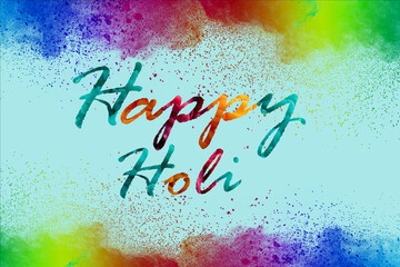 Poster for Indian festival Holi, colorful logo. Beautiful colorful background for design of cards, postcards, draws, brochures.