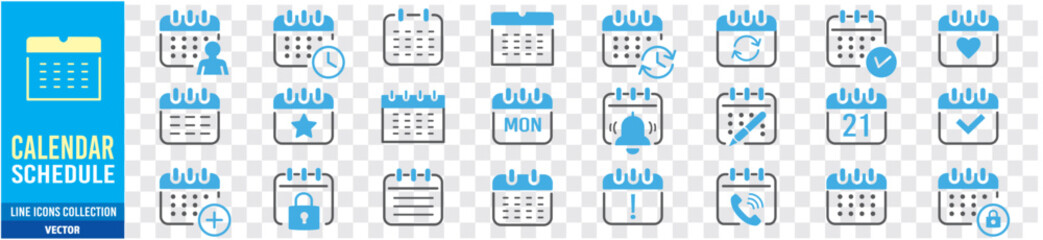 calendar icons set line vector