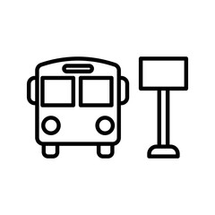Bus stop icon. Wait for public transport. Urban commute. City infrastructure color editable