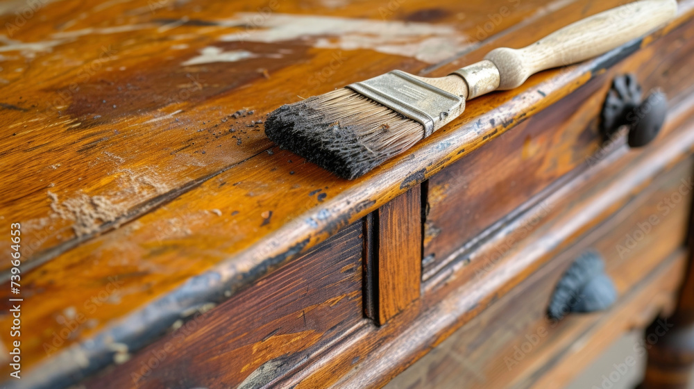 Aufkleber a tutorialstyle image showing the stepbystep process of refinishing a wooden dresser from stripping 