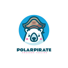 Obraz premium Vector Logo Illustration Polar Pirate Mascot Cartoon Style.