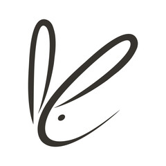Logo Design Vector Letter K combination Rabbit Head Line Art and very Artistic. Good for T-shirt, Fashion, Initial K and All business industry
