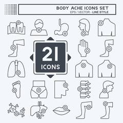 Icon Set Body Ache. related to Healthy symbol. line style. simple design editable. simple illustration