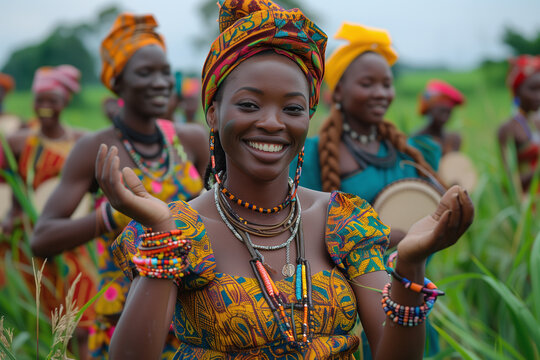 Young Women Embracing African Tradition