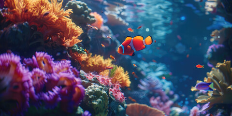 Fototapeta na wymiar Colorful life on underwater coral reef
