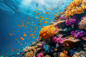 Fototapeta na wymiar Colorful life on underwater coral reef