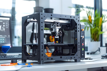 Fototapeta premium 3d printer, printing a 3d model on a 3d printer designed in cad, technologie