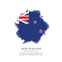 Flag of New Zealand, brush stroke background