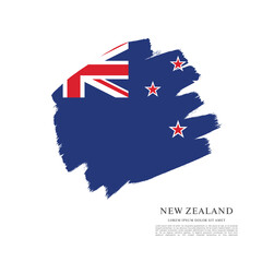 Obraz na płótnie Canvas Flag of New Zealand, brush stroke background