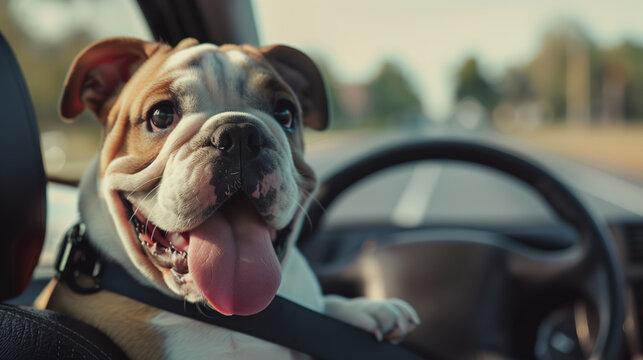 Photo nice of Cute french Bulldog traveling