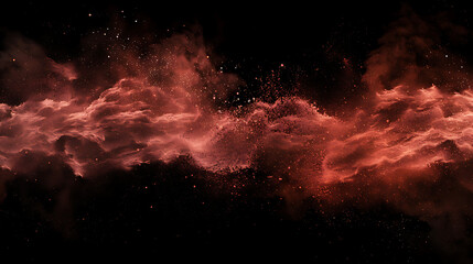 a red explosion of powder on a black background in th