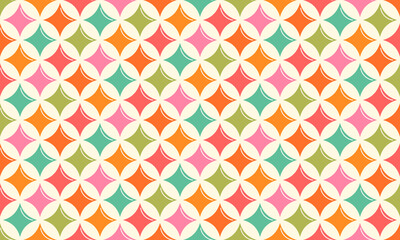 Colourful seamless pattern of convex diamond retro shape. - 739671224