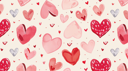 Watercolor heart pattern with space for text, perfect for Valentine's Day backgrounds, greeting cards, or love-themed designs