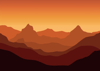Fototapeta na wymiar landscape mountains panorama. Vector illustration in flat style.