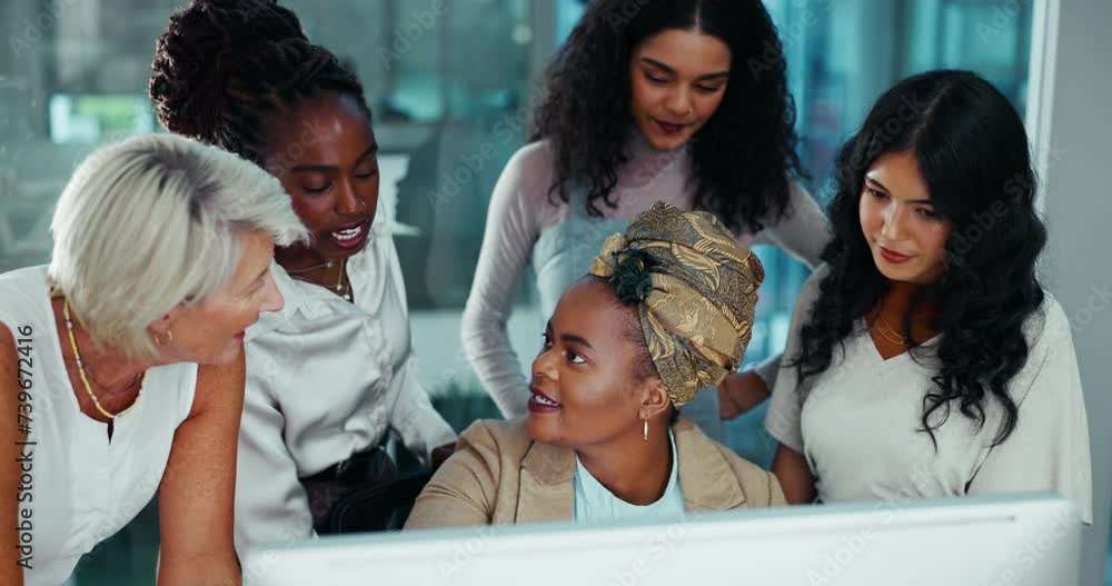 Poster startup, diversity and training with office, discussion and collaboration with computer, consulting 