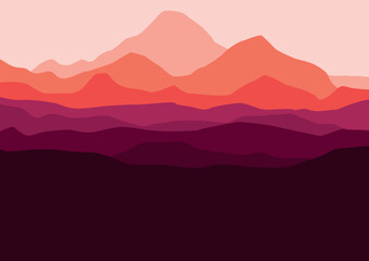 landscape mountains panorama. Vector illustration in flat style.