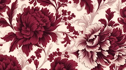 Möbelaufkleber Baroque Bloom: A Floral background Pattern Inspired by the Baroque Era, Radiating in Deep Crimson and Ivory © The Origin 33