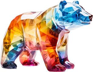 bear,rainbow crystal shpe of bear,bear made of crystal isolated on white or transparent background,transparency 
