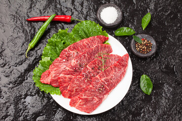  Beef: Meat attached to the top of a cow's ribs.