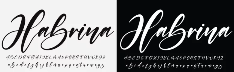 Foto op Canvas signature Font Calligraphy Logotype Script Brush Font Type Font lettering handwritten © master