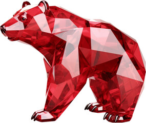 bear,red crystal shape of bear,bear made of crystal isolated on white or transparent background,transparency 