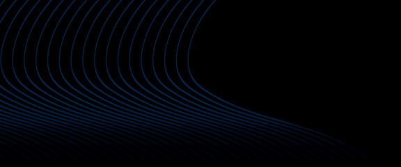 Vector abstract background with waves for background with lines, element for design isolated on black, black and blue. - obrazy, fototapety, plakaty